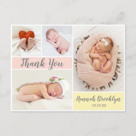 Postal De Anuncios Gracias Calligraphy 4 Collage de fotos Birth Annou