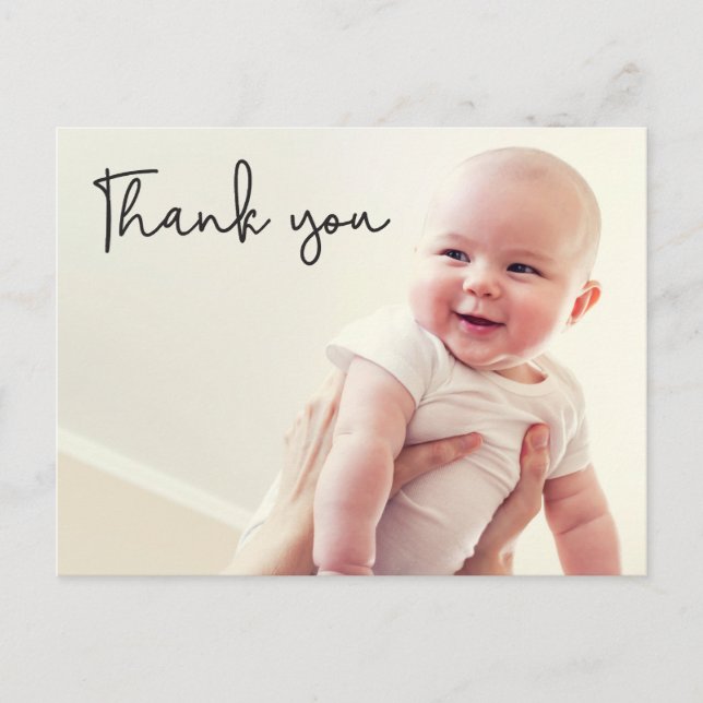 Postal De Anuncios Gracias moderno Script Baby 2 Photos (Anverso)