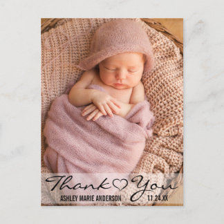 Postal De Anuncios Gracias Nuevo Bebé Corazón De Foto Moderna