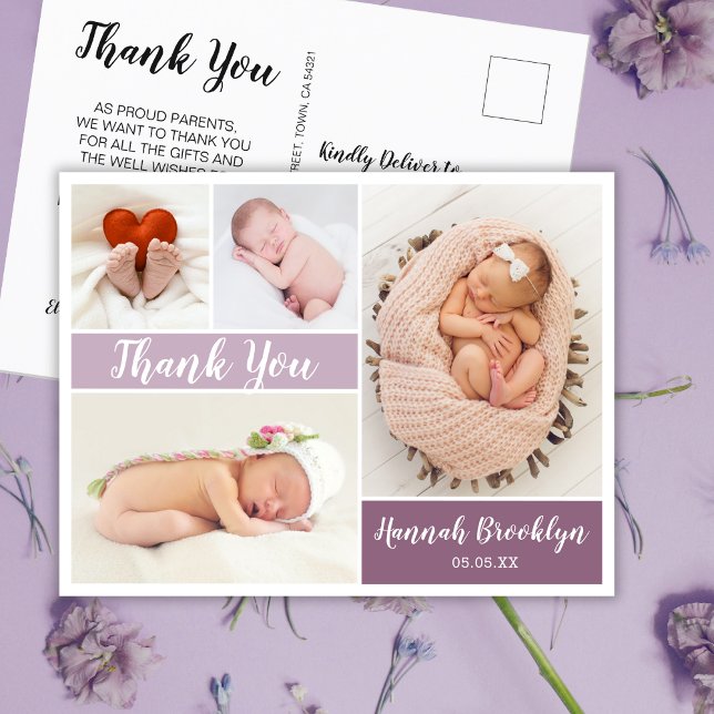 Postal De Anuncios Gracias por el nacimiento del Collage de fotos (Subido por el creador)