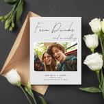 Postal De Anuncios Graciosa bebida gratis Boda Foto Guardar fecha<br><div class="desc">Esta divertida tarjeta postal de bebidas gratis y una foto Boda Save the Date es perfecta para parejas que creen que la risa es la mejor manera de iniciar su viaje boda. Capturando la esencia de alegría y capricho, esta postal contiene un mensaje delicioso que seguramente traerá sonrisas: "Bebidas gratis...</div>