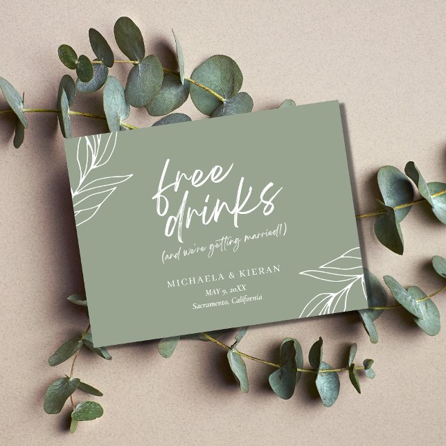 Postal De Anuncios Graciosa Boda De Bebidas Botánicas Gratuitas Salva (Subido por el creador)