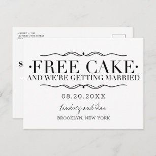 Postal De Anuncios Graciosa boda gratis para pasteles salva las fecha