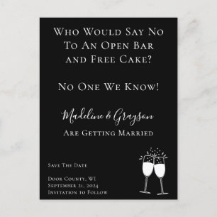 Postal De Anuncios Gracioso Bar Abierto Boda De Pastel Gratuita Guard