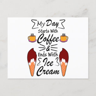 Postal De Anuncios Gracioso diseño Café y amantes de los helados