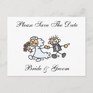 Postal De Anuncios Gracioso Salve La Fecha Feliz Novia Groom Boda