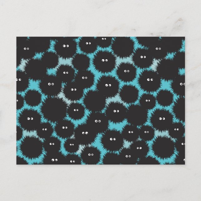 Postal De Anuncios Graciosos monstruos esponjosos negros (Anverso)