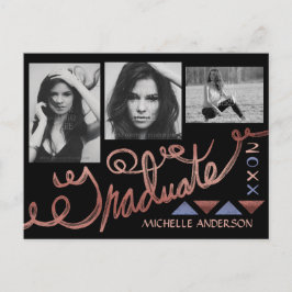 Postal De Anuncios Graduación 2023 Collage de fotos Rosa Relieve meta