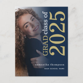 Postal De Anuncios Graduación 2025 de la moderna Marina de Oro Fotogr