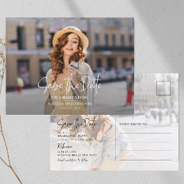 Postal De Anuncios Graduación 2025 Foto de Graduado Guardar la Fecha