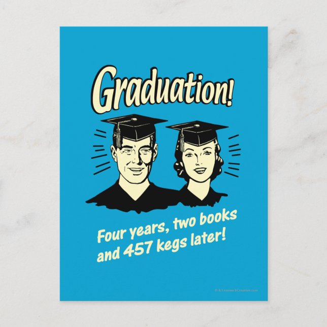 Postal De Anuncios Graduación: 4 años, 2 libros (Anverso)