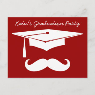 Postal De Anuncios Graduación con Bigote Blanco