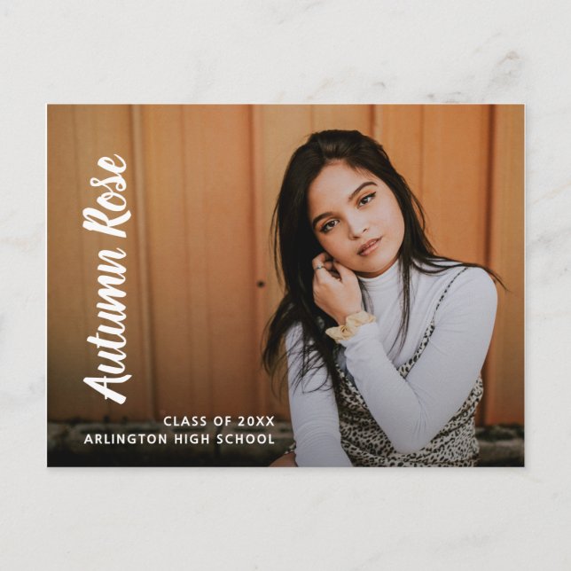 Postal De Anuncios Graduación de Chica de Collage de fotos de nombre  (Anverso)