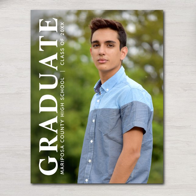 Postal De Anuncios Graduación de Clase de Posgrado en Fotografía Mode (Modern Photo Graduate Class Graduation Announcement Postcard)