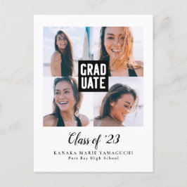 Postal De Anuncios Graduación de Collage de fotos en bloque moderno