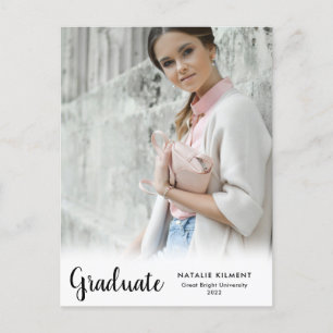 Postal De Anuncios Graduación de foto de graduado moderna con escritu