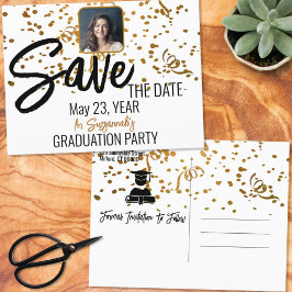 Postal De Anuncios Graduación De Foto De Personalizado Confetti Salva