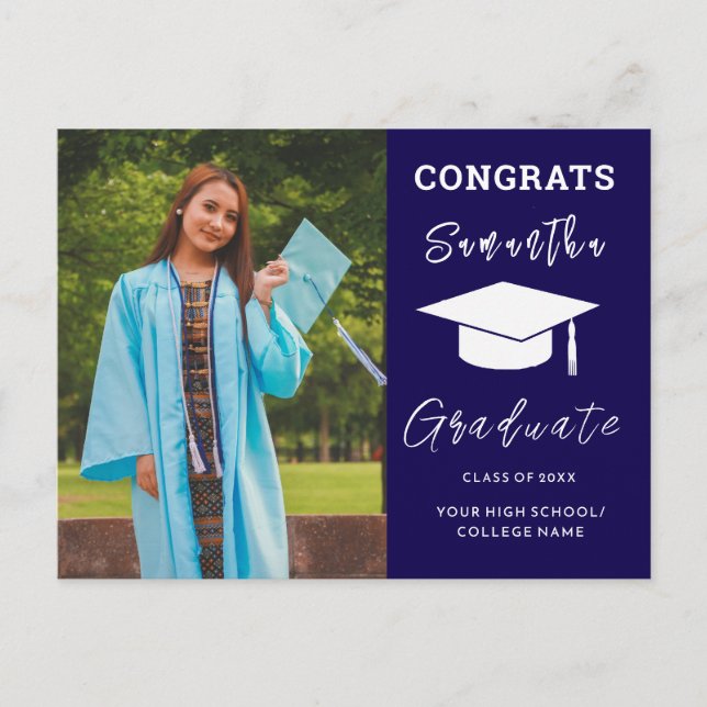 Postal De Anuncios Graduación de foto personalizado Felicitaciones Gr (Anverso)
