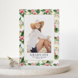 Postal De Anuncios Graduación de fotografía de patrón tropical de acu