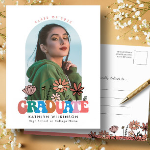 Postal De Anuncios Graduación de fotografía del arco floral de Retro