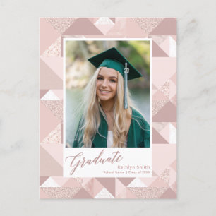 Postal De Anuncios Graduación de fotografías de Purpurina rosado mode