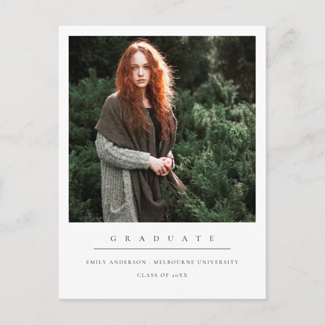 POSTAL DE ANUNCIOS GRADUACIÓN DE FOTOGRAFÍAS MÍNIMAS LIMPIAS Y MODERN (Anverso)