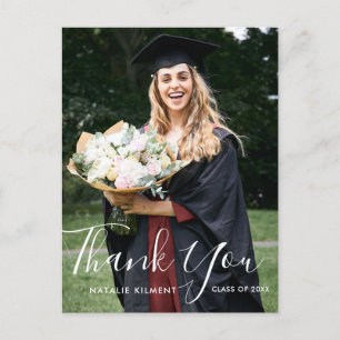 Postal De Anuncios Graduación de fotos en guiones blancos Gracias Pos