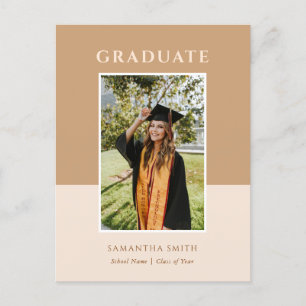 Postal De Anuncios Graduación de fotos simple con guión moderno dorad