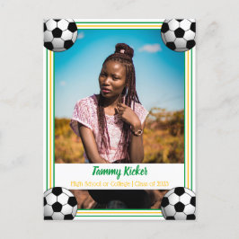 Postal De Anuncios Graduación de fútbol verde y oro