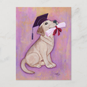 Postal De Anuncios Graduación de Labrador Amarillo