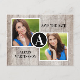 Postal De Anuncios Graduación de Madera Rústica 2 Foto Guardar Fecha