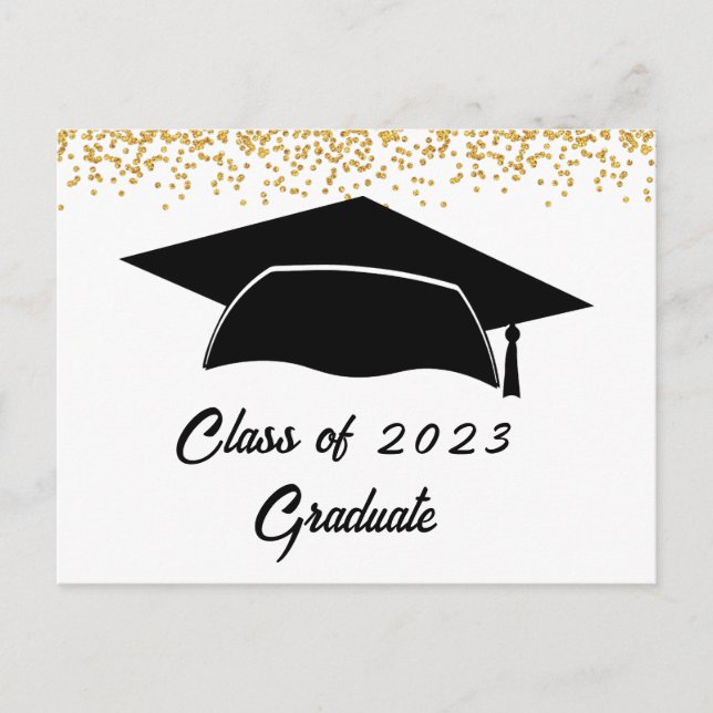Postal De Anuncios Graduación de Oro Simple Moderno (Anverso)