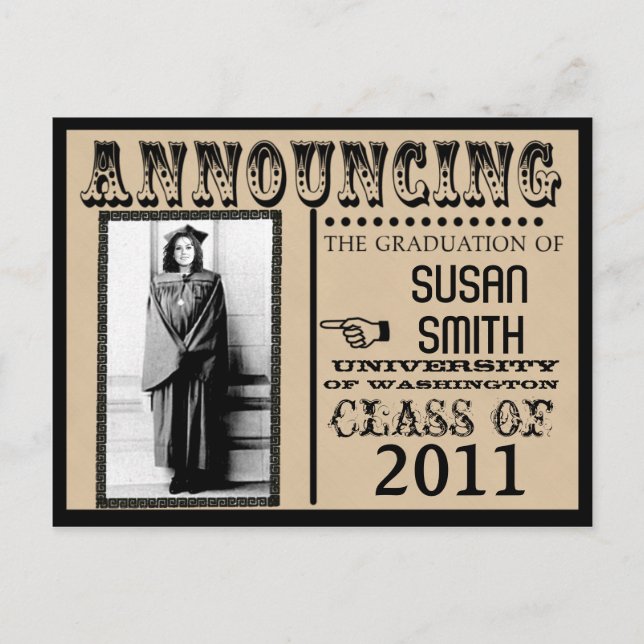 Postal De Anuncios Graduación de Personalizado divertida (Anverso)
