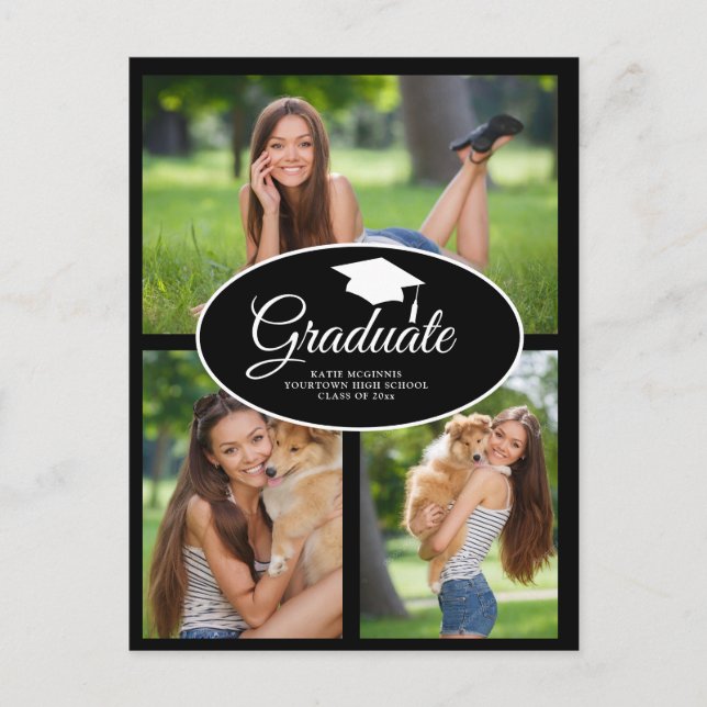 Postal De Anuncios Graduación en blanco negro (clase de fotografía 20 (Anverso)