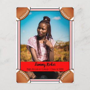 Postal De Anuncios Graduación en rojo y negro del fútbol