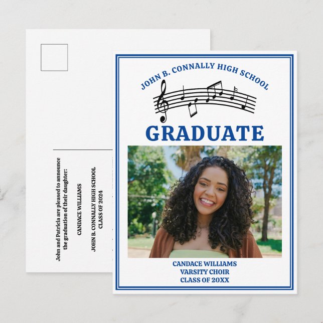 Postal De Anuncios Graduación fotográfica de coro de escuela secundar (Anverso / Reverso)