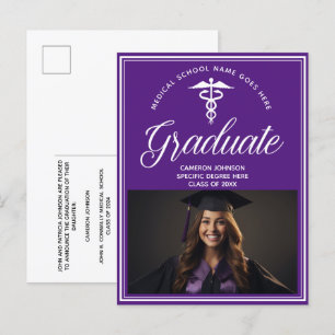 Postal De Anuncios Graduación fotográfica de la Escuela Médica Purple