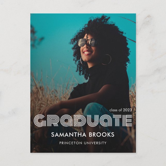 Postal De Anuncios Graduación fotográfica de tipografía retro (Anverso)