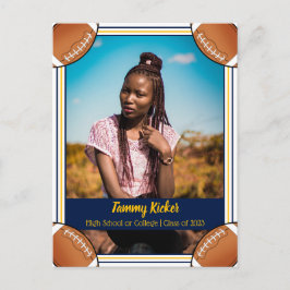 Postal De Anuncios Graduación Fútbol Navy y Gold