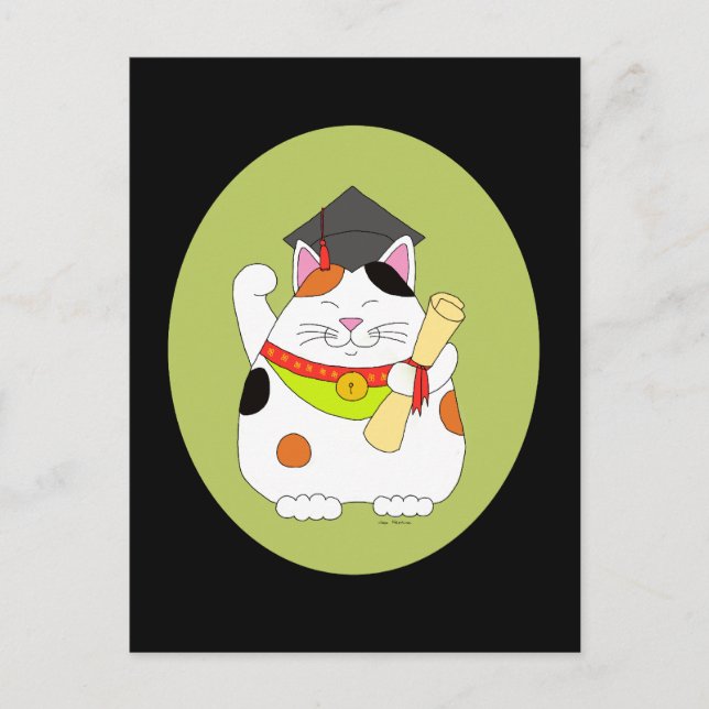 Postal De Anuncios Graduación Maneki Neko (Anverso)
