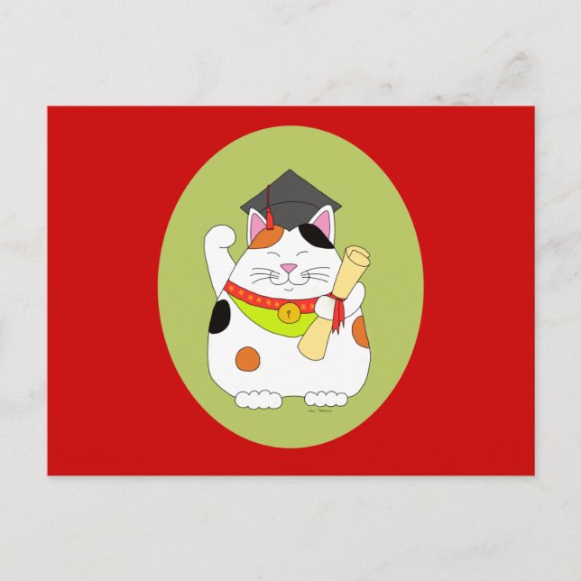 Postal De Anuncios Graduación Maneki Neko (Anverso)
