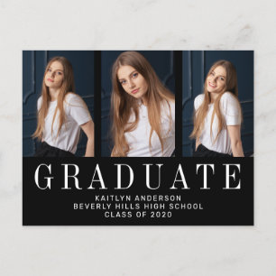 Postal De Anuncios Graduación Minimalista de fotografías en blanco y