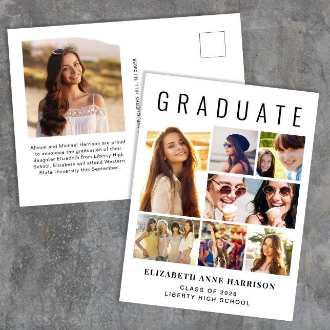 Postal De Anuncios Graduación moderna de 8 fotos (Subido por el creador)