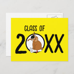Postal De Anuncios Graduación Puppy Blank Postcard Amarillo