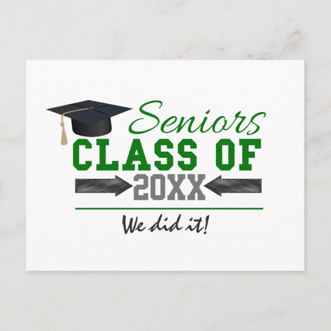 Postal De Anuncios Graduación verde y gris (Anverso)