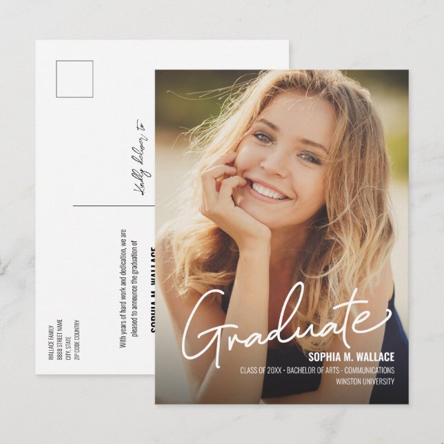 Postal De Anuncios Graduación vertical de fotos moderna (Anverso / Reverso)