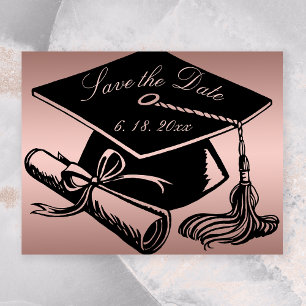 Postal De Anuncios Graduada Rosa Oro Gorra de Graduación Diploma Guar