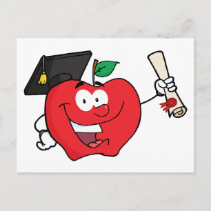 Postal De Anuncios Graduado De Caracteres De Apple Con Diploma