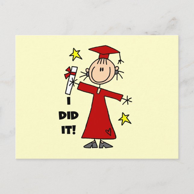Postal De Anuncios Graduado del Chica de la Figura Roja (Anverso)