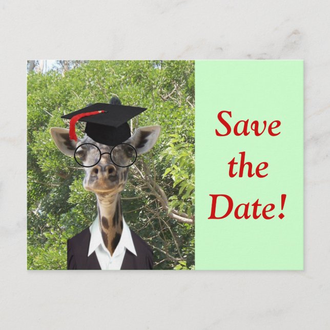 Postal De Anuncios Graduado Giraffe Red Tassel (Anverso)